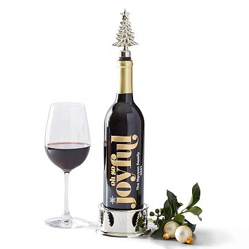 Silver Tree Wine Stopper and Coaster Set