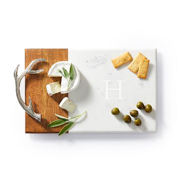 Wood and Marble Antler Cheese Board