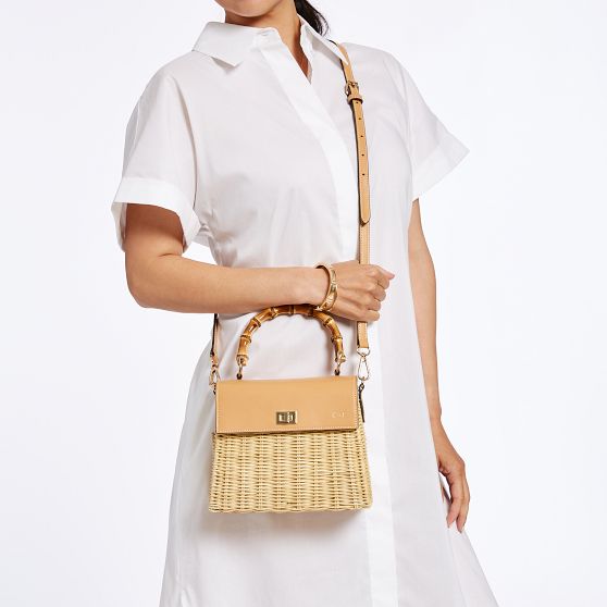 Bamboo Wicker Crossbody Bag