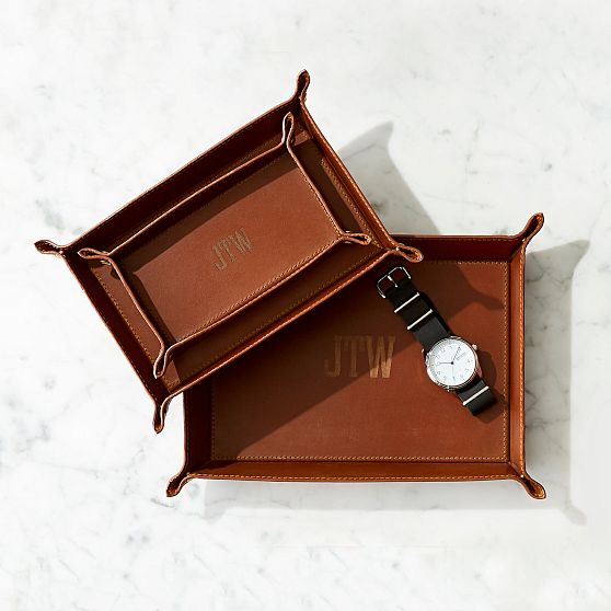Rustic Leather Catchall Tray
