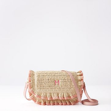 Sofia Ruffle Raffia Crossbody Bag