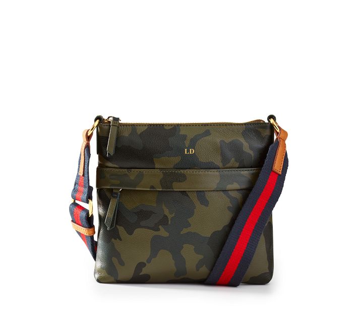 Camo Square Crossbody with Red-Navy Twill Crossbody Strap Set