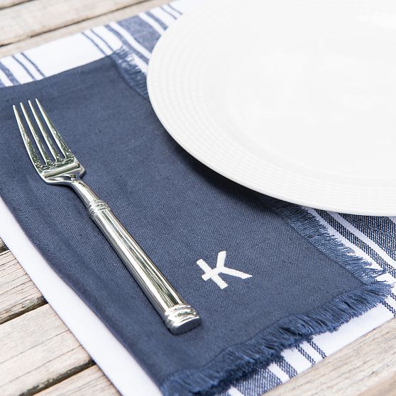 Fringe Cotton Linen Dinner Napkins, Set of 4