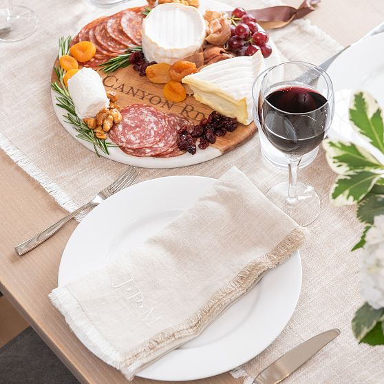 Fringe Cotton Linen Dinner Napkins, Set of 4
