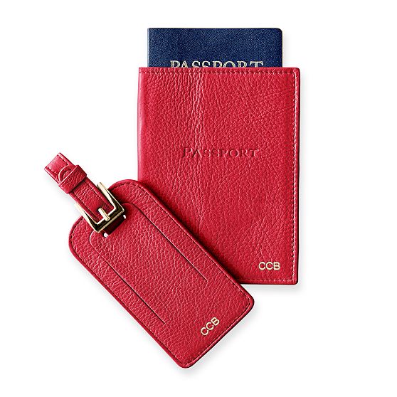 Leather Luggage Tag &amp; Passport Case Set