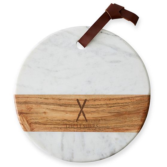 Wood and Marble Round Cheese Board