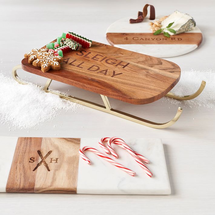 Wood Sleigh Cheese Board