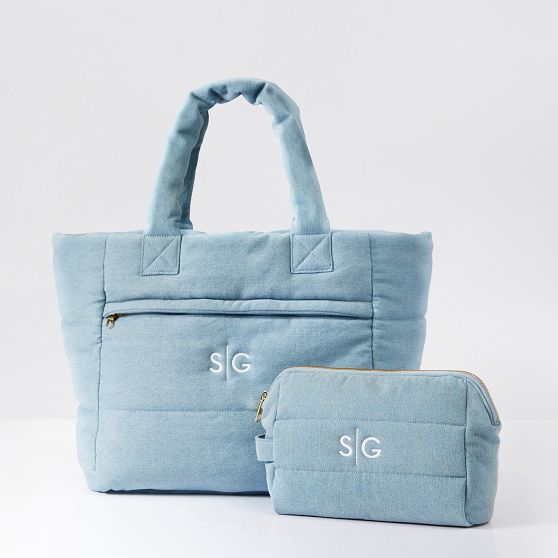 Denim Puffer Pouch
