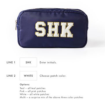 Monogrammed Patch Pouch, Navy