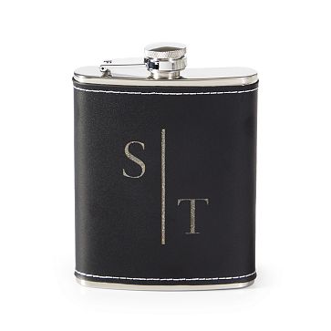 Leather Wrapped Flask, 6oz, Black