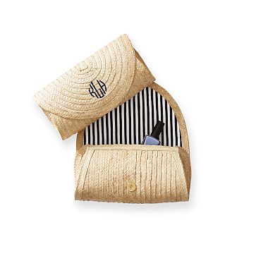 Palm Leaf Rounded Clutch, Small