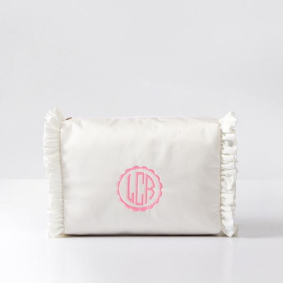 Ruffle Sateen Pouch