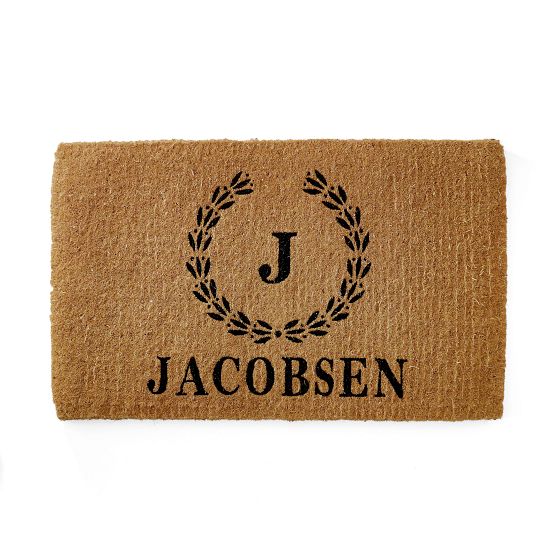 Personalized Doormat, PZ, Wreath, Black