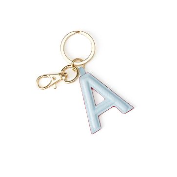 Mark & Graham x Pencil & Paper Co. Leather Initial Keychain, A, Sky Blue