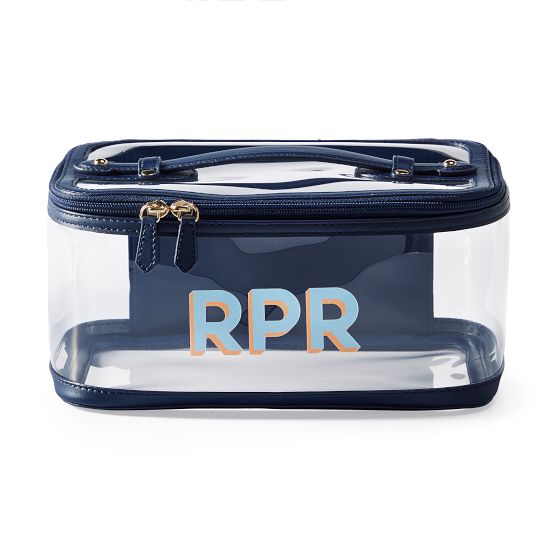 Clear Travel Cosmetic Case, Large, Navy