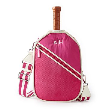 Sporty Stripe Pickleball Crossbody Bag, Magenta-White