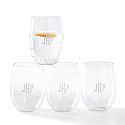 Acrylic Stemless Wine Glasses, Set of 4, Clear, Monogrammed