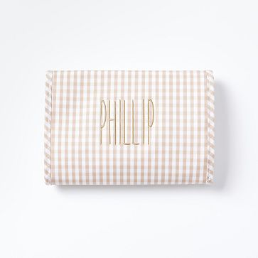 Riley Hanging Toiletry Pouch, Khaki Gingham