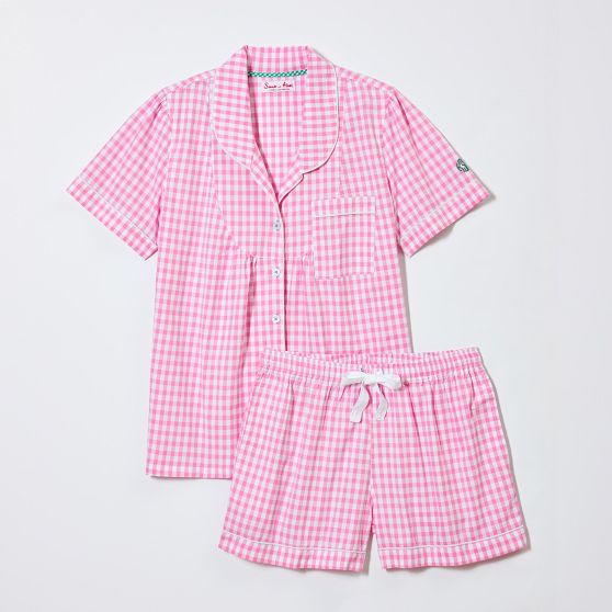 Sant and Abel Short Pajama Set, Pink Gingham, Large