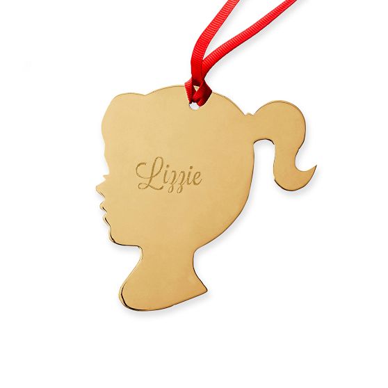 St. Jude Gold Silhouette Ornament, 14k Gold Plate, Girl Cameo
