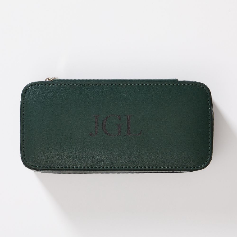 Travel Leather Watch Holder, 2 watches, Forest Green