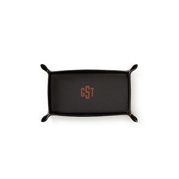 Rustic Leather Catchall Tray, Small, Black