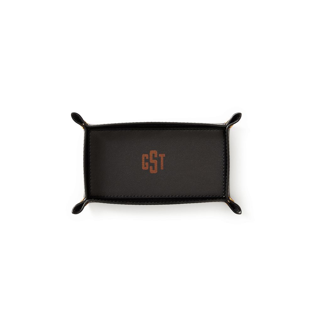 Rustic Leather Catchall Tray, Small, Black