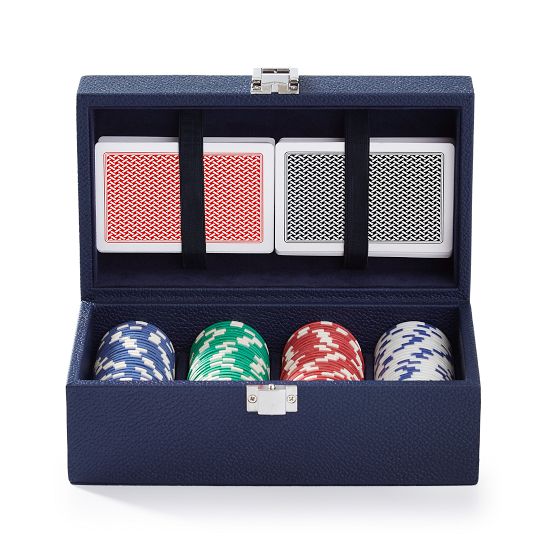 Leather Poker Set, Navy