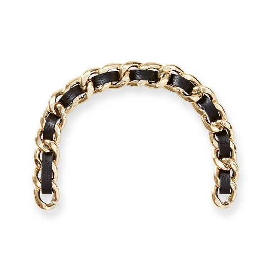 Chain Shoulder Strap, Black Leather