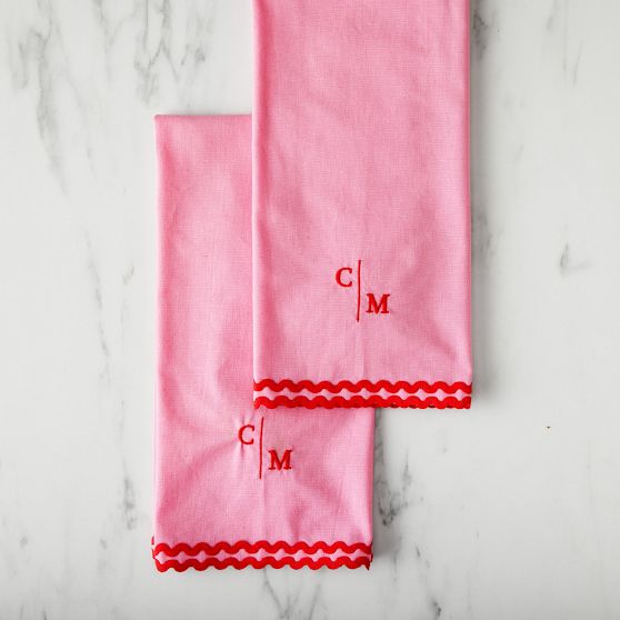 Rik Rak Guest Towels, Set of 2, Pink