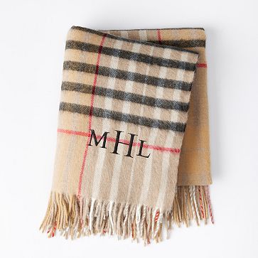 Italian Throw Blanket, London Plaid Camel-Black