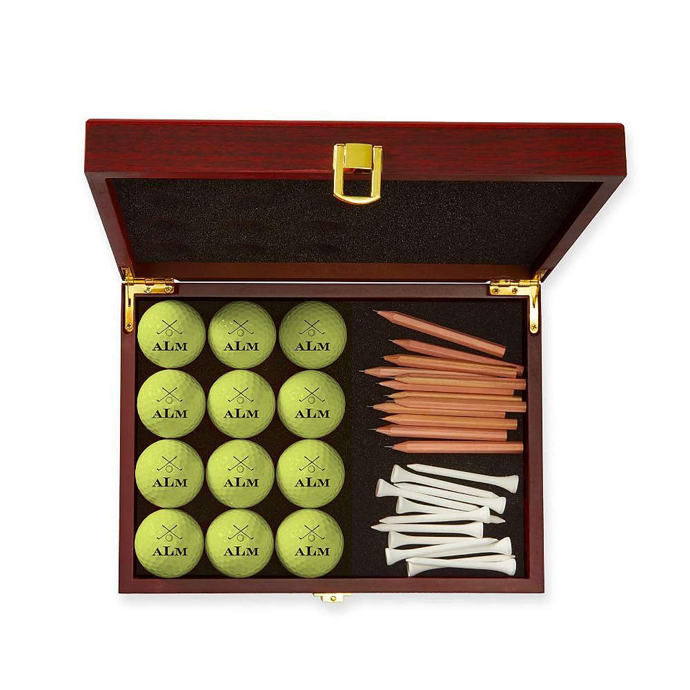 Personalized Golf Ball Gift Set, Neon Yellow