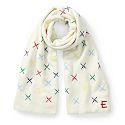 Embroidered Ski Scarf, Adult, Ivory