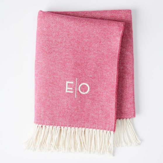 Italian Woven Throw Blanket, Hot Pink