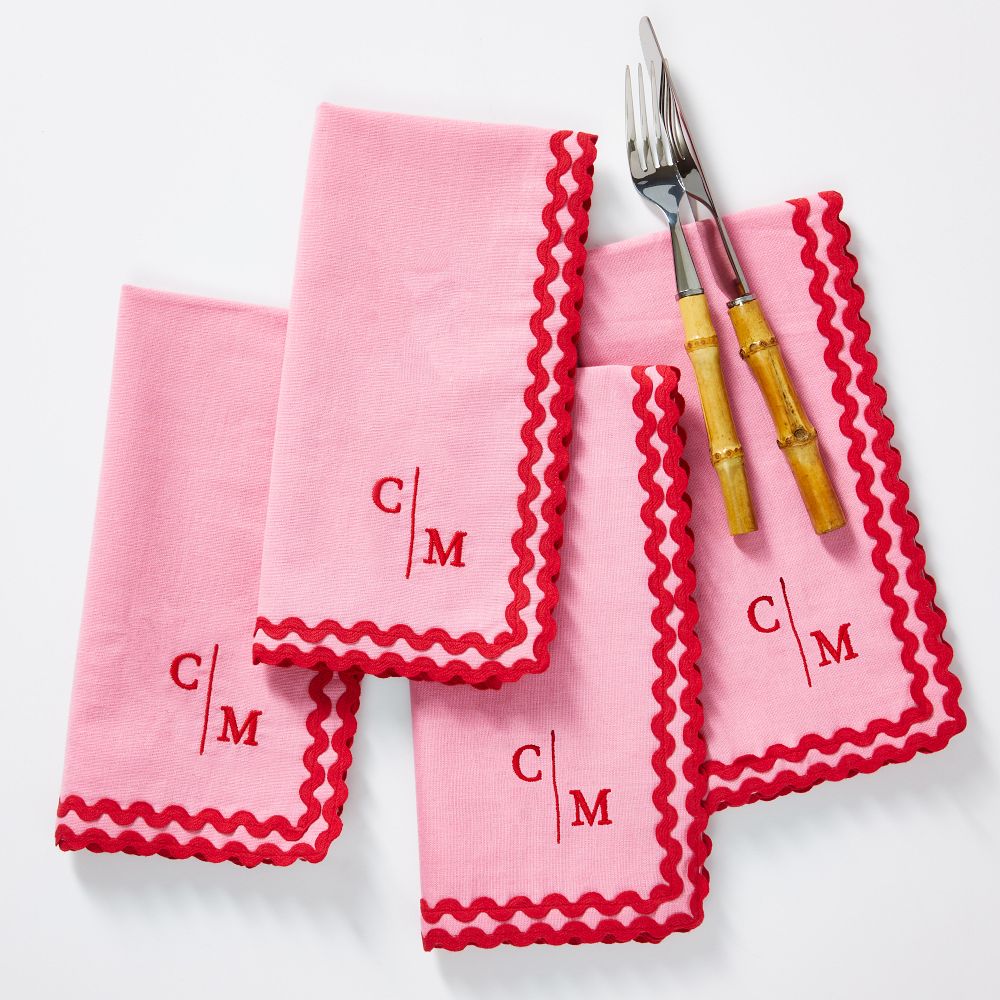 Rik Rak Napkins, Set of 4, Pink