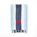 Striped Turkish Lightweight Towel, Navy-Sky Blue