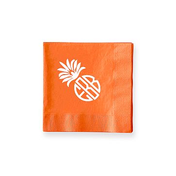 Colorful Cocktail Napkins, Set of 50, Orange, Monogrammed