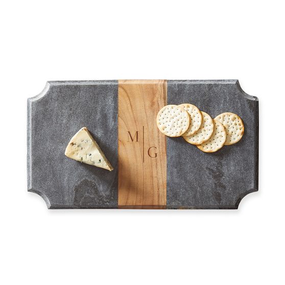 Wood and Marble Beveled Cheese Board