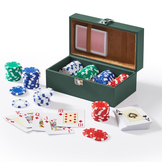 Mark and Graham Leather Poker Set with Monogram