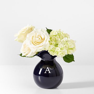 Ceramic Ruffle Vase, Small, Navy