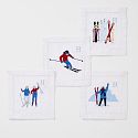 Ski Embroidered Coasters, Set of 4