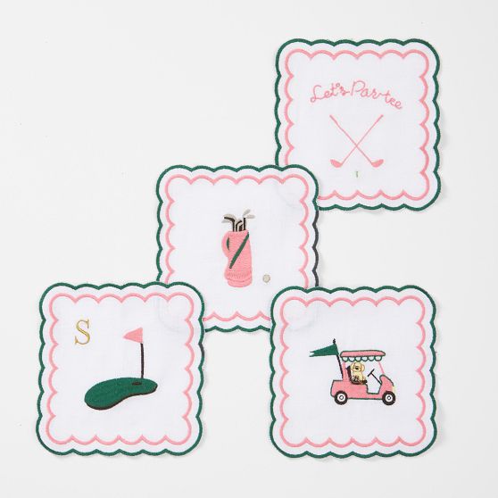 Sports Embroidered Coasters, Set of 4