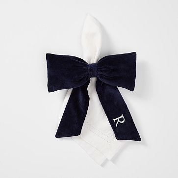 Bow Napkin Ring, Navy Velvet