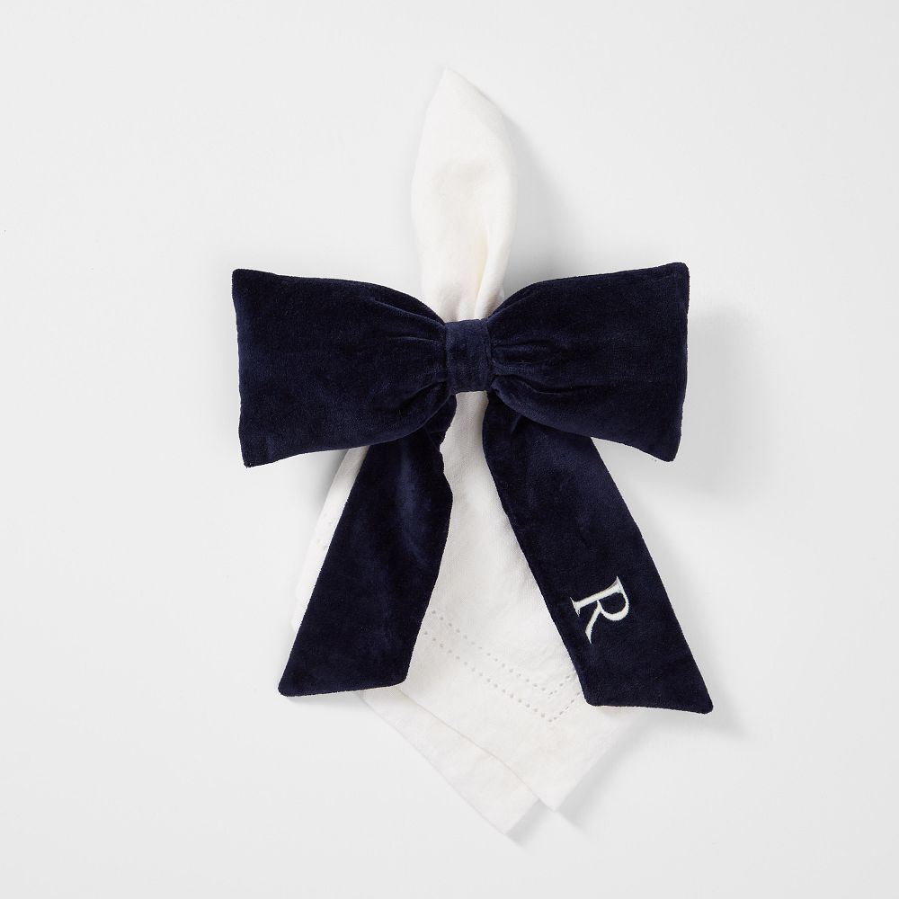 Bow Napkin Ring, Navy Velvet