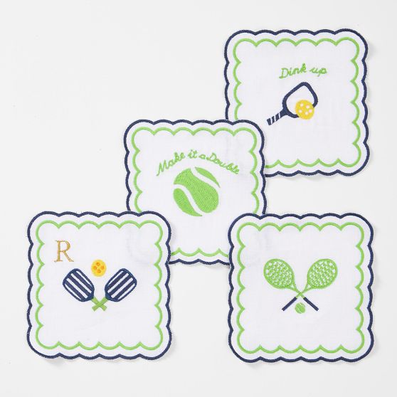 Sports Embroidered Coasters, Set of 4