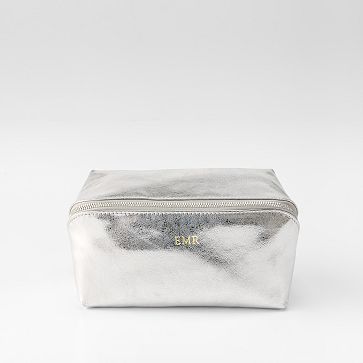 Fillmore Vegan Diamond Travel Pouch, Large, Silver