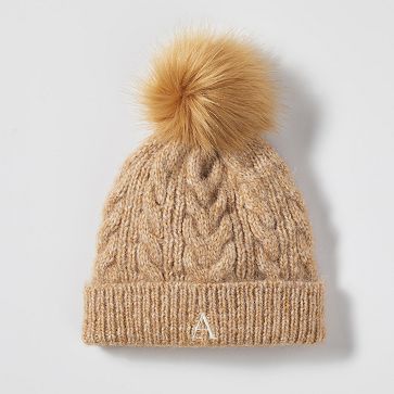 Chunky Cable Knit Hat, Camel