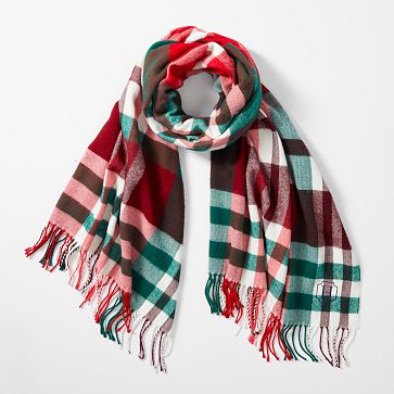 Italian Blanket Scarf, Holiday Party Green-Red