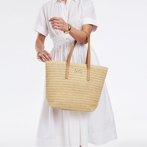 Stinson Straw Zip-Top Tote