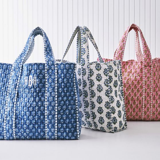 Block Print Quilted Oversized Tote